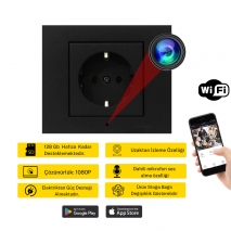 Siyah Duvar Prizi WiFi Gizli Kamera